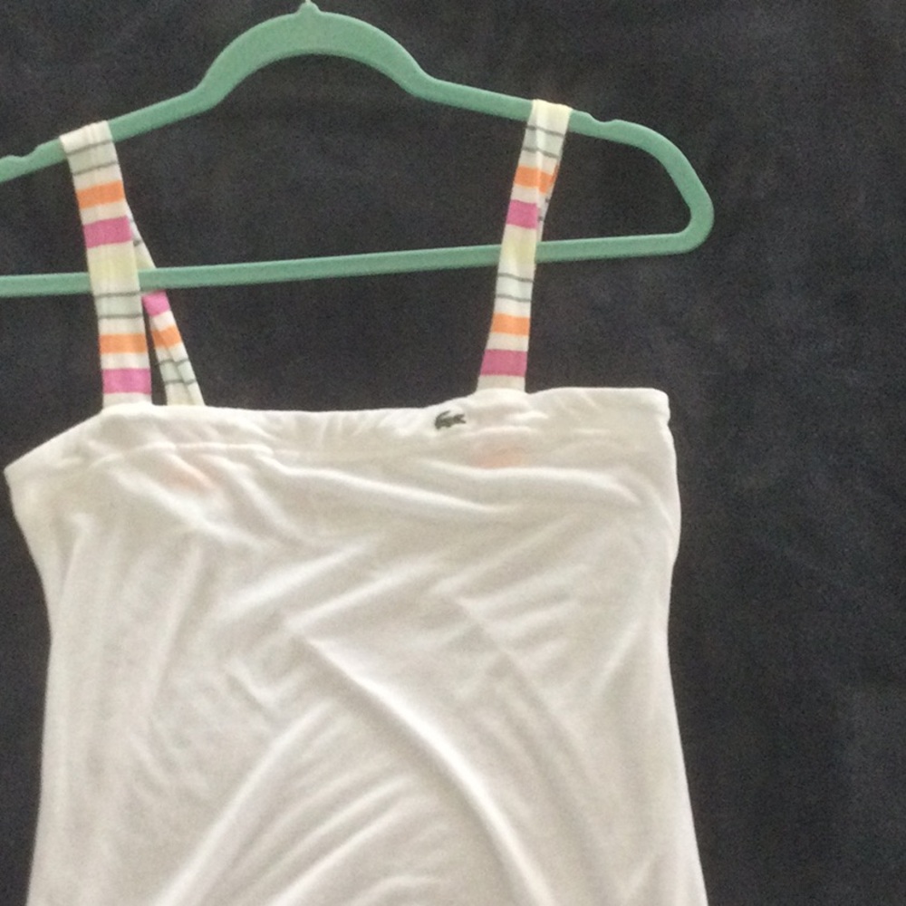 Lacoste White Tank Top with Multicolor Straps - Picture 3 of 7